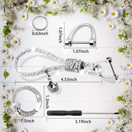 Crystal Car Keychain for Women, Fashion Keychain Accessories With Bling Rhinestones, Key Decorations for Women Auto, Universal for Car Key (Silver)