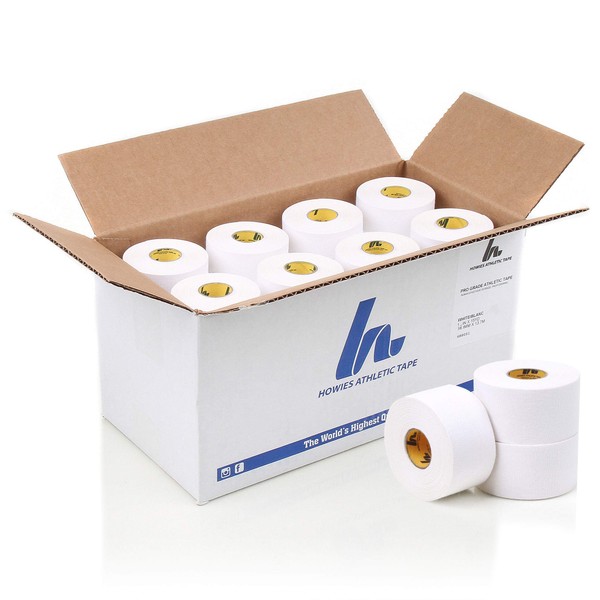 Howies White Athletic Tape Bulk - 16 Rolls 1.5" x 15yd Pro Grade Strength Sports Tape, Easy Tear, No Sticky Residue! Single Roll for Athletes and Medical Trainers (45 Feet)