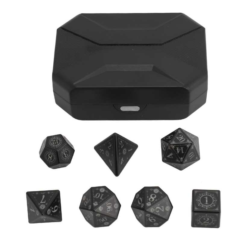 7pcs Electronic Dice LED Rechargeable with Charging Compartment Light Up