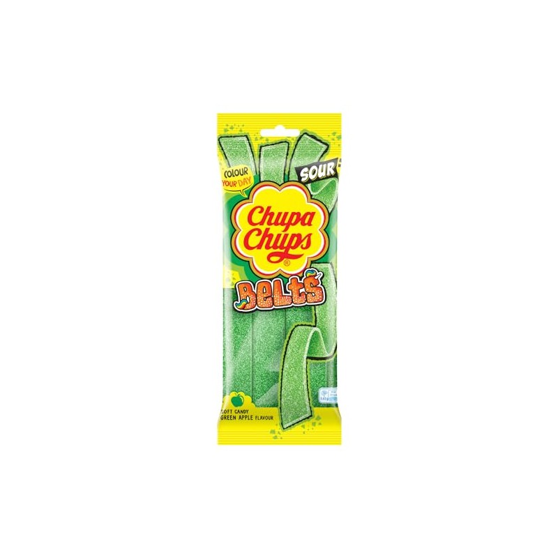 ChupaChups candy Sour Belts Pack 90g (15, Apple)