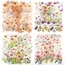 80Pcs Large Flower Stickers - Big 4.7" Waterproof Clear Botanical Floral Journaling Sticker for Scrapbook Junk Journal Supplies Bullet Journals Planner Collage Laptop Paper Crafts
