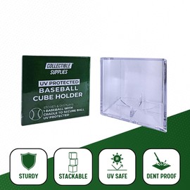 UV Protected Baseball Display Case | Acrylic Baseball Cube Clear Storage Case with UV Protection (1 UV Baseball Cube)