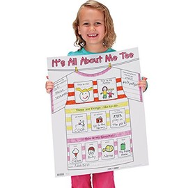 Really Good Stuff Ready-to-Decorate All About Me Tee Posters, 17” by 22” (Set of 24) – Great Getting-to-Know-You Activity – Fun Way to Feature Students Throughout Year – Express Unique Artistic Taste