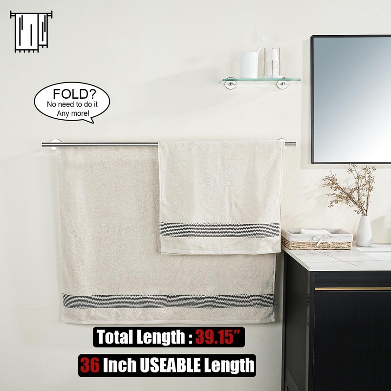 JQK Double Bath Towel Bar, 39 Inch 304 Stainless Steel