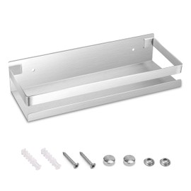 Newellsail Duschablage Edelstahl Badezimmer Duschregal Wandmontage Badregal Rechteckiges Lagerung Organizer Regale für Küche Badezimmer Wohnzimmer 30cm (Silber)