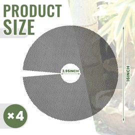 Newtay 4 Pcs 16'' Plant Pot Grid Soil Protector Covers Thickened Flower Protectors from Animals Black Cuttable Flower Grid Cat Digging Stopper for Indoor Outdoor Garden