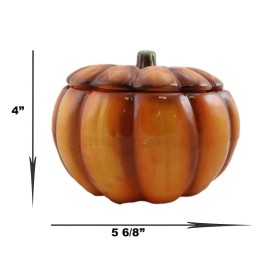 Ebros Home And Kitchen Orange Ceramic Pumpkin Soup Or Dessert Bowl Set Of 2