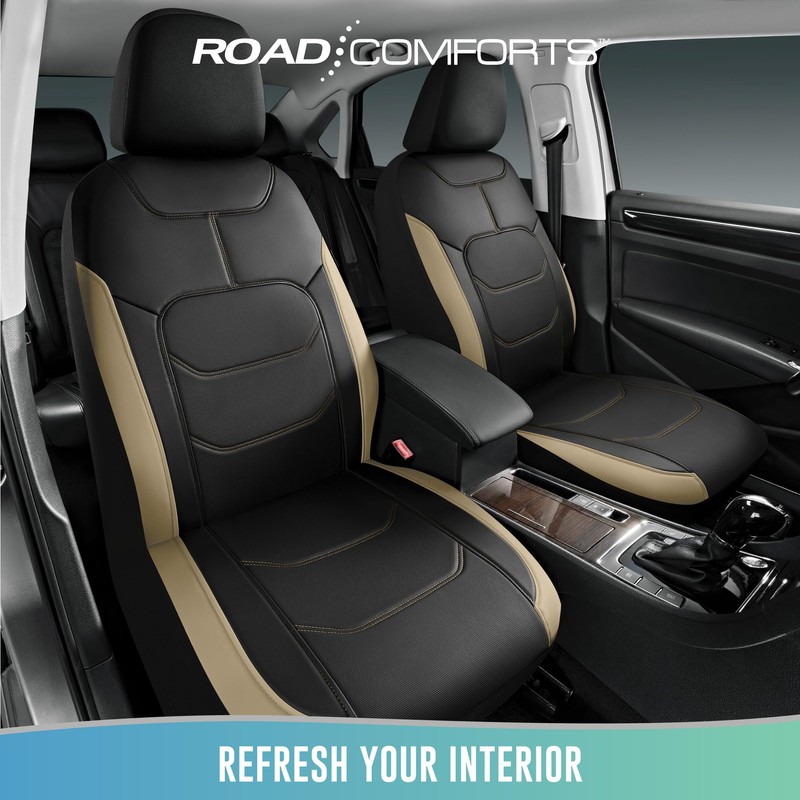 Road Comforts Premium Leather Front Seat Cover – Airbag-Compatible, Universal