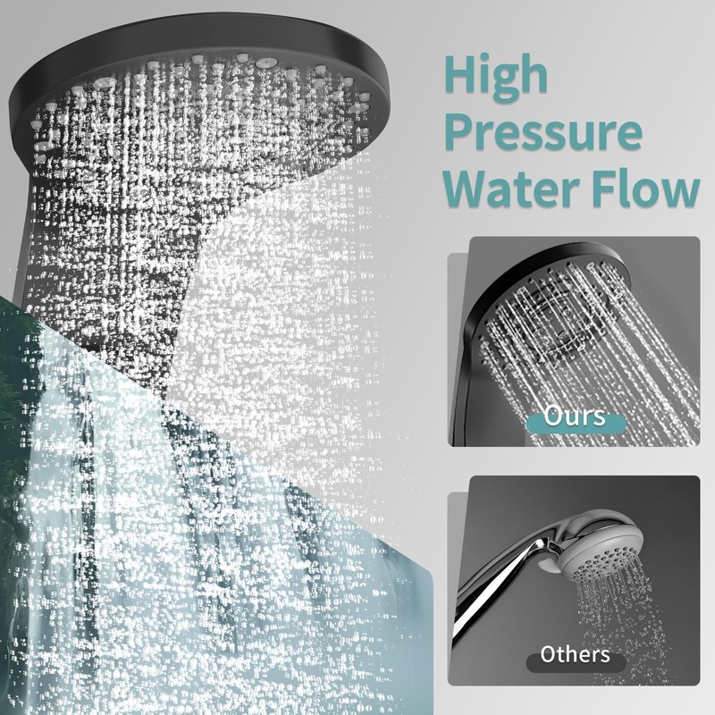 EAARSUO Magnetic Large Rain Shower Head with Handheld Spray, High