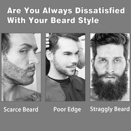 AmiCera Beard Pen Beard Pencil Filler for Men, Beard Thickener Enhancer Linner Lineup Tool, Beardpencil with Fork Tip & Beard Brush, Natural Shaping Styling Defining,Waterproof Lasting Makeup, Black