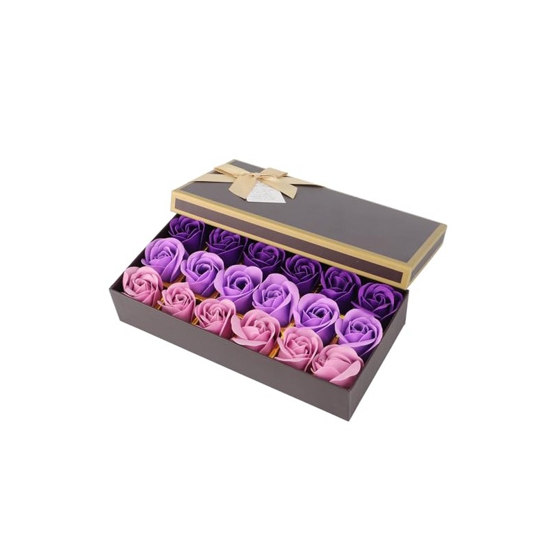 Jabón De Rosas Con Degradado Morado, Jabón Artesanal Caja De