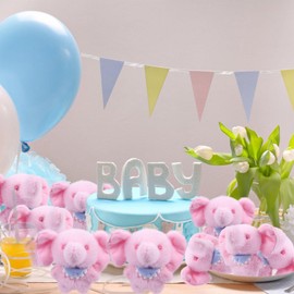 12 Pack Pink Elephant Set Stuffed Animals Bulk - 4.5 Inch Plush Multi-Item Party Favor, Jungle Soft Stuffed Animals for for Baby Shower Birthday Gifts Girl Gender Reveal Parties Decor