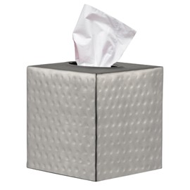 Monarch Abode Hand Hammered Tissue Box Cover Square, Pewter Tissue Holder for Bathroom, Square Metal Dresser Accessories for Home, Decorative Tissue Box Holder, Pewter Handcrafted Tissue Cover