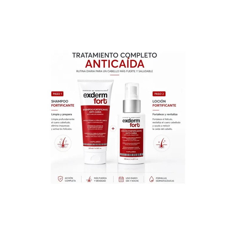 Kit Exderm Fort Shampoo + Loción Anticaída Cabello Revitaliz