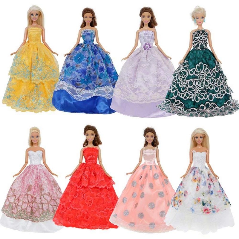 GIETIOS 5Pcs Handmade Clothes Dress for Doll Wedding Party Dresses