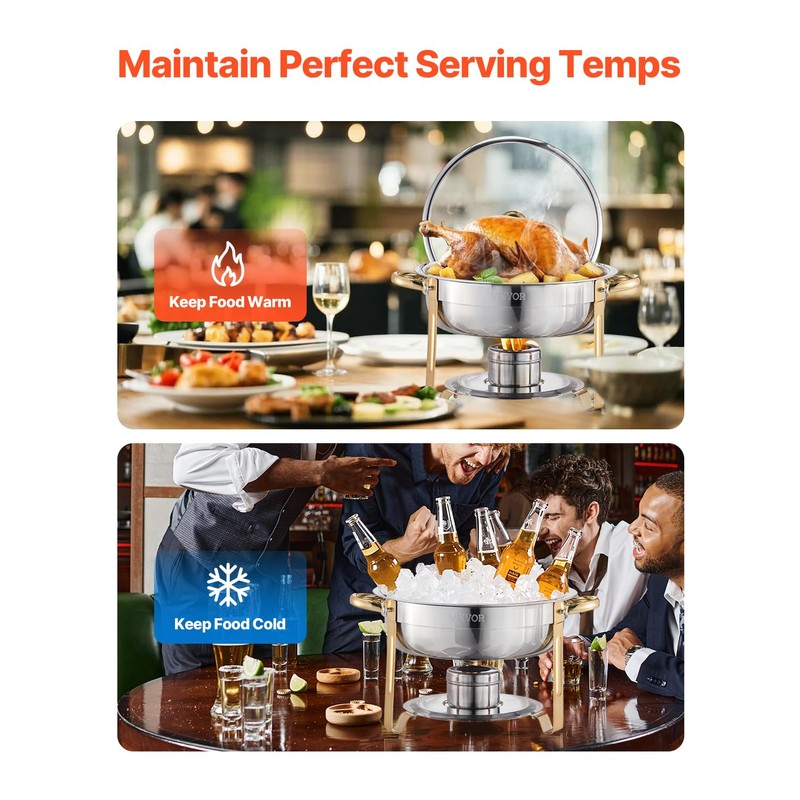 VEVOR Chafing Dish Buffet Set, 5 Qt 4 Pack, Stainless