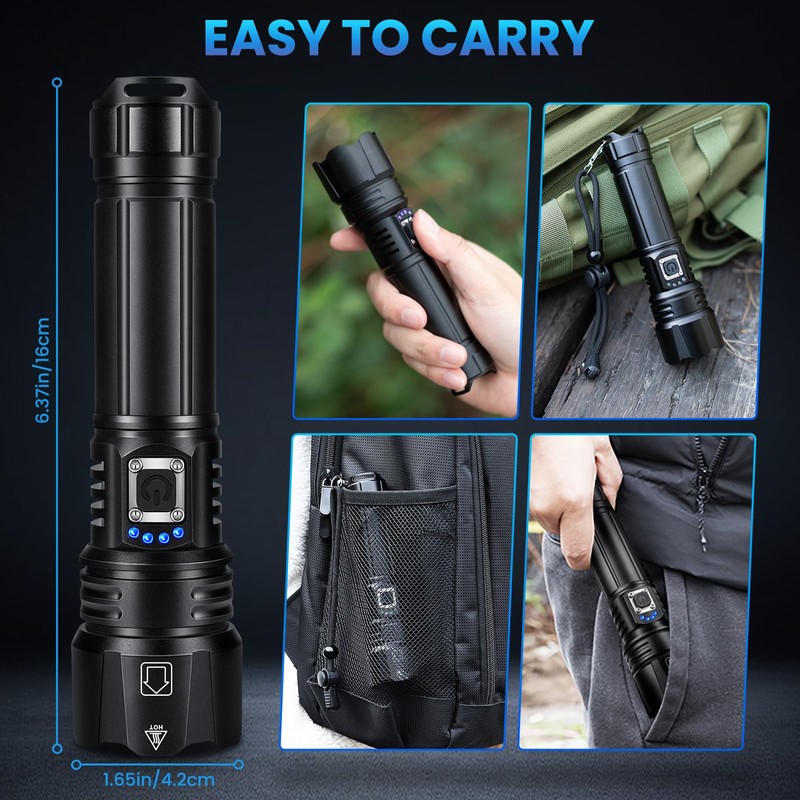 TELEMORE Rechargeable Flashlights High Lumens, Super Bright Flashlight Rechargeable with