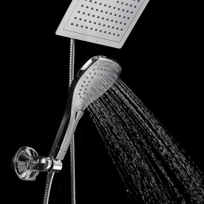 Dream Spa Ultra-Luxury 9" Rainfall Shower Head/Handheld Combo. Convenient Push-Button