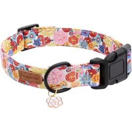 Faygarsle Floral Dog Collar for Girls and Female Dogs Soft and Fancy Pet Collar with Flower Design Ideal Pink Dog Collar for Small Medium Large Dogs L