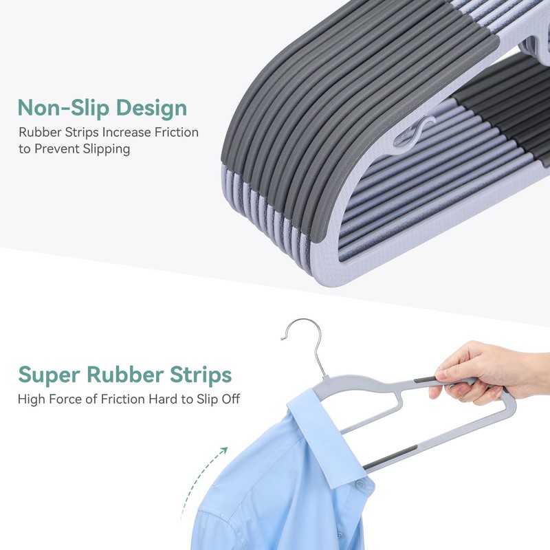 NCXTKJ Heavy Duty Suit Hangers 30 Pack, Non-Slip, 0.2'' Slim,
