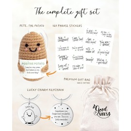LOViLEE® Positive Potato "Pete" in Gift Set - Happy Potato incl. Gift Bag & Pocket Hug - Emotional Support, Cute Stuff, Boyfriend Gift, Get Well Soon Gift, You Did It - Anti Stress, Motivation