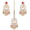Aheli Kundan Pearl Chandbali Pendientes con Maang Tikka Conjunto de
