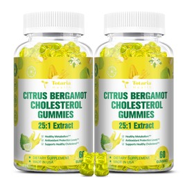 (2 Packs) Sugar Free Citrus Bergamot Gummies for Healthy Cholesterol - All Natural Supplements 25:1 Extract From Italy Bergamot Supplement for Immune Support Healthy Anti-Aging Sugar-Free Vegan Pectin