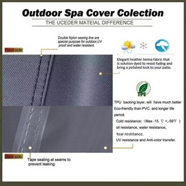 UCEDER Waterproof Hot Tub Cover -Outdoor Spa Cover Cap(Actual Size 97''x97''x20'' Fit 95''x 95'') 600D Heavy Duty Polyester Hot Tub Cover Protector(Dark Gray)