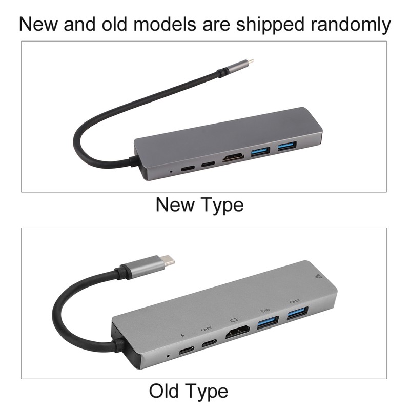 Lightweight Gray Metal 6 In-1 USB C to Type C