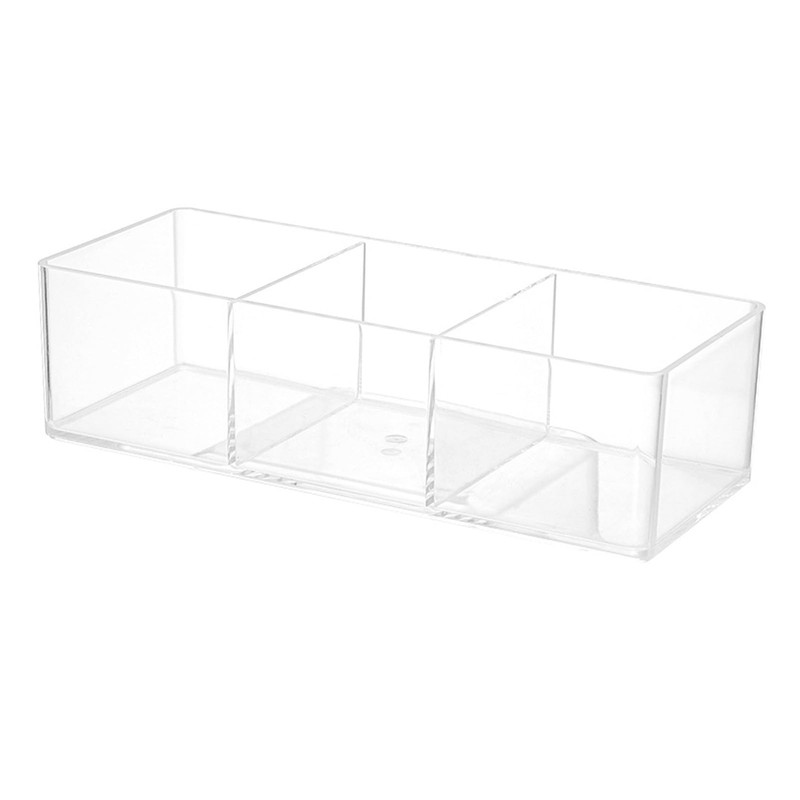 Transparent Acrylic Make-up Organizer Box, 3 Compartments, Ideal for the