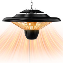 Outdoor Patio Heater, 1500W Electric Hanging Patio Heater, Ceiling Mounted Heater for Balcony Courtyard Garage, 2s Fast Heating, IP34 Waterproof, Carbon Fiber, Tip-Over Protection, 2023 New Model