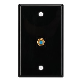 XGGYA 1 Port Coax Wall Plate,3Ghz Gold-Plated F-Type Keystone Wall Jack for Coaxial Cable,Black Glossy Coaxial Wall Plate,1Pack