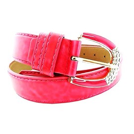 KIRALOVE Girl belt - belt for women - fuchsia - for jeans - faux leather - rhinestone buckle original gift idea - excellent quality strass