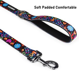 KISSBAK Dog Leash for Medium Dogs - Comfortable Padded Handles,Premium Floral Sunflower Dog Training Leash,Walking Lead for Dogs (Floral Purple, Medium (3/4Inch x 5 Feet))