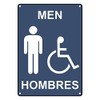 Weatherproof Plastic Vertical ADA Men - Hombres Accessible Restroom Sign