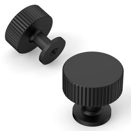 Amerdeco 10 Pack Matte Black Cabinet Knobs Single Hole Cabinet Pulls 1 Inch Drawer Knobs and Pulls for Bathroom Cabinets ZH0071