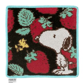 Snoopy 000572-0002-02 Chenille Towel Handkerchief 0002 (Black) Women's Hand Towel, Approx. 9.1 inches (23 cm), Peanuts