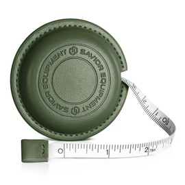 Savior Equipment 79" Retractable Soft Tape Measure w/PU Leather Casing, Green
