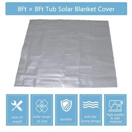 Hot Tub Bubble Blanket - 9 x 9 FT 16-Mil Spa Square Solar Pool Cover | Durable Floating Thermal Blanket for Heat Retention and Insulating (Gray)