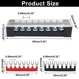 Litoexpe 6 Pcs 15A Terminal Block 8 Position Screw Terminal Strip Dual Row with Cover & 8 Position Pre-Insulated Terminal Jumper Block (6PCS 15A 8P+6PCS Wiring Strips)