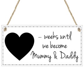 Mummy & Daddy to Be Baby Countdown Chalkboard Plaque - Pregnancy Count Down New Mum and Dad Gift Sign (W1)