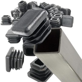 EZends Premium Grade 3/4 Inch Extra Durable Square Tubing End Cap (50 Pack) for 14-20 Gauge Thicker Wall Tubing - Plastic Plugs