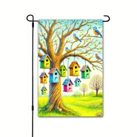 BlissYard Spring Floral Birds Garden Flag Double Sided 12x18 Flag Welcome Spring Summer Garden Flag Vertical Floral Tree Farmhouse Spring Holiday House Outside Decorations Lawn Yard Flag