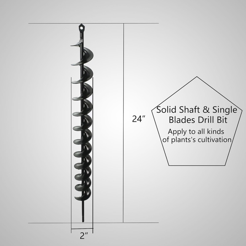 2in Wide 24in Long Metal Earth Auger Drill Bit, Steel
