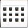 Wallplate City RiteAV - Cat6 Shielded Wall Plate 12 Port - Flat 2 Gang [White]