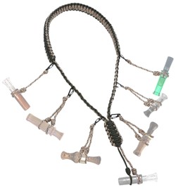 PAMASE Duck Call Lanyard - 12 Loops Duck Whistle Hunting Accessories with 10 Removable Loops, Camo Woven Goose Call Carry, Outdoor Predator Gear Gifts for Hunter - Without Duck Call