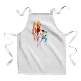 Fabulous Children's Kitchen Apron - Painting Ryu Ken Character Mascot Video Game Arcade Retro Gaming - Premium Quality, White