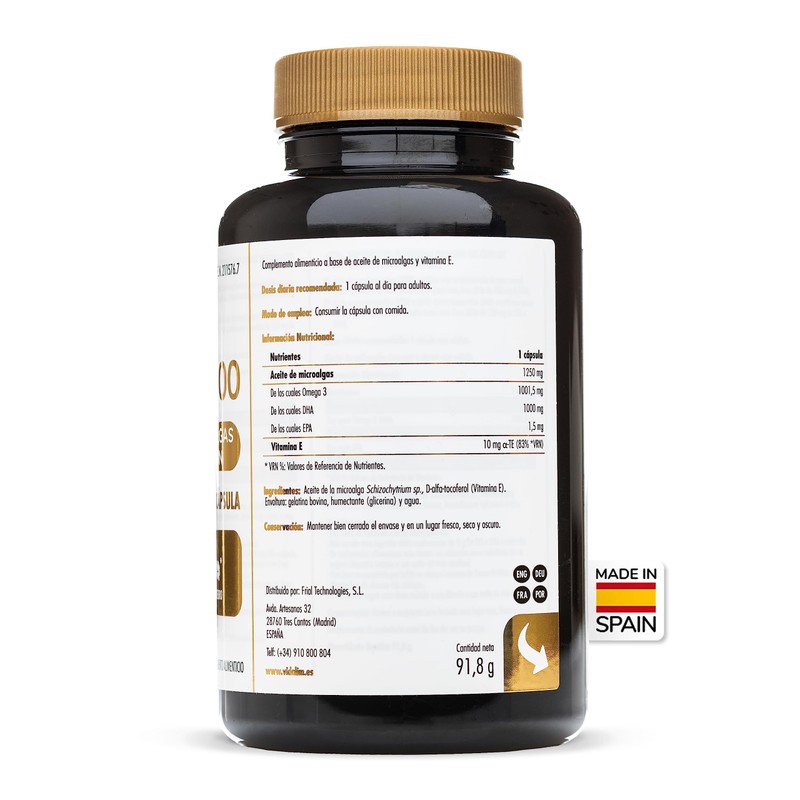 VIDALIM 1000mg Omega 3 DHA Microalgae Per Capsule (60 Beads)