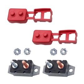 CGEAMDY 2 Pieces Circuit Breaker with Automatic Reset, Dc 12v - 24v Automatic Reset Circuit Breaker with Cover Stud Bolt, Automatic Reset Circuit Breaker with Cover, For Car, Boat and More(30A)