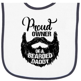 inktastic Proud Owner Of a Bearded Daddy Baby Terry Cloth Bib White and Navy 28873